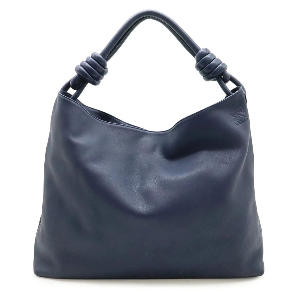 Loewe Flamenco Hobo Anagram Shoulder Bag Hobo One Shoulder Leather Navy Blue